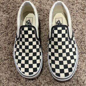 Vans  Black and White Checkered Slip-On Sneakers